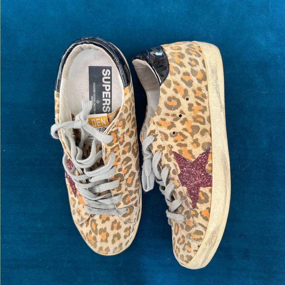 💯Golden Goose Sneakers 🐆 Cheetah and Burgundy sparkly star 🌟 Size 37
